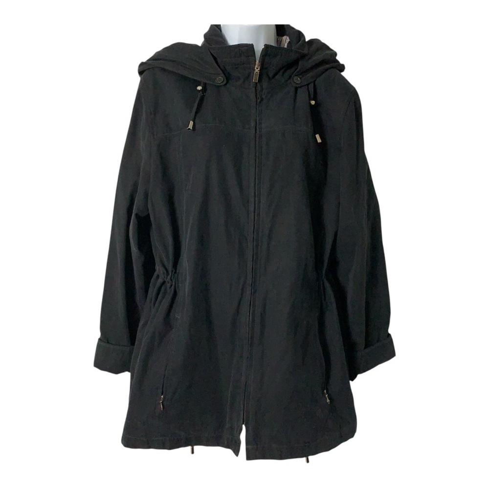 London Fog Womens Black Hooded Jacket Sz L